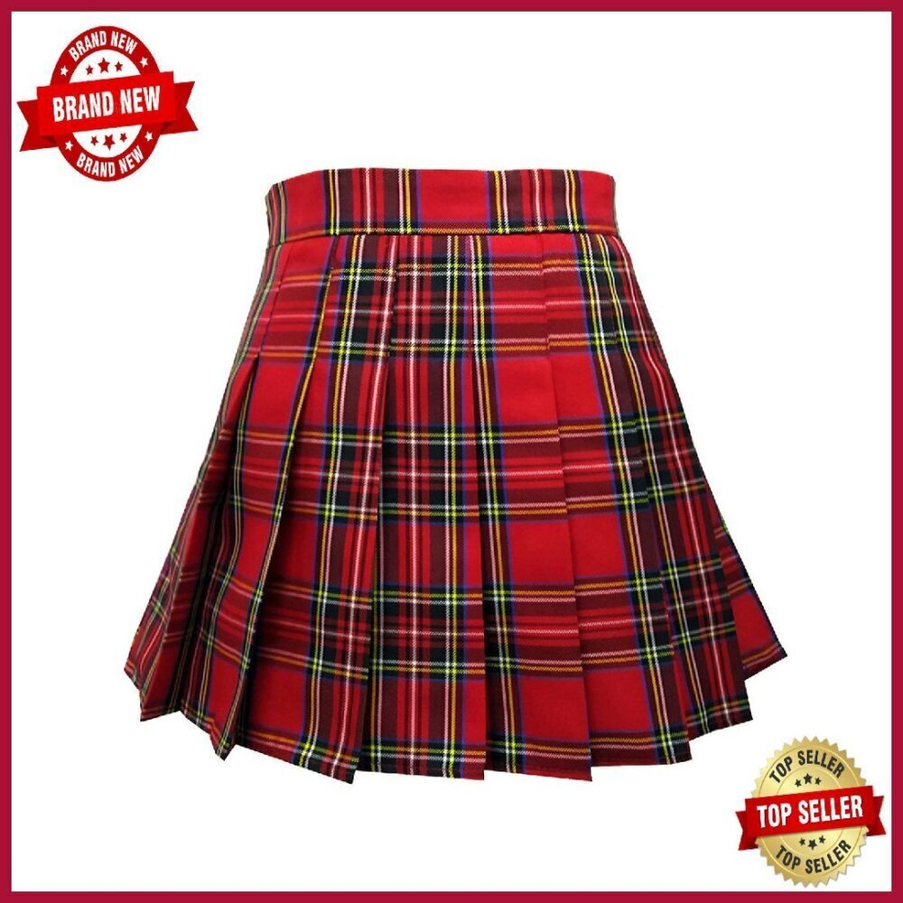 High Waist Pleated Mini Skirt with Lining Shorts, Tennis Skater Style